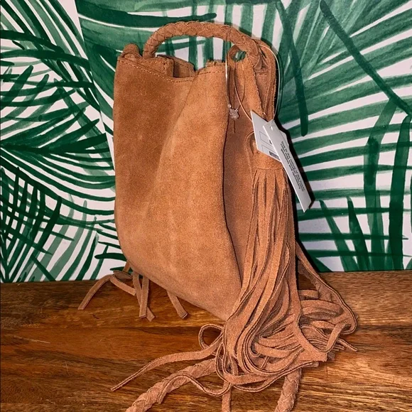 Urban Outfitters Brown Suede Fringe Tassel Crossbody Bag - Picture 2 of 7